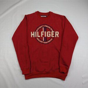 Tommy Hilfiger Embroidered Crest Logo Pullover Red Sweater Men's Large Y2K